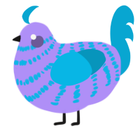 Stripeyyyyy, a lilac and cerulean chicken with a bar pattern