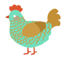 baja blast, a mint and gold chicken with a lace pattern