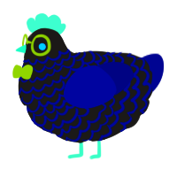 Heir, a sable and navy chicken with a lace pattern