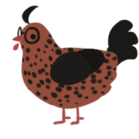 Cedar, a russet and sable chicken with a speckle pattern
