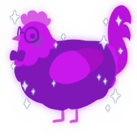 A violet and amethyst chicken with a head pattern