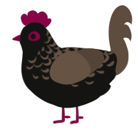 The Voices, a black and bark chicken with a half-lace pattern