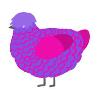 (unnamed), a blurple and fuchsia chicken with a lace pattern