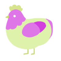 A apple and orchid chicken with a head pattern