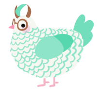 Euryale, a white and mint chicken with a lace pattern