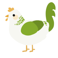 pine berry, a white and chartreuse chicken with a neck-band pattern