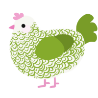 Charleston, a white and chartreuse chicken with a double-lace pattern