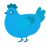 FrillDrop, a sky and cerulean chicken with a lace pattern