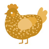 A ochre and honey chicken with a speckle pattern