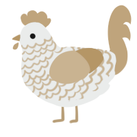 Cream latté, a silver and orange chicken with a lace pattern