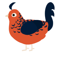 Lava, a vermilion and tumblr chicken with a half-lace pattern