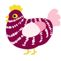 (unnamed), a maroon and rose chicken with a bar pattern