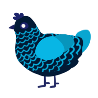 Lapis, a tumblr and cerulean chicken with a lace pattern