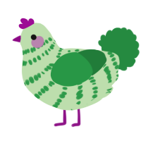 Rhubarb, a gluppy and viridian chicken with a bar pattern