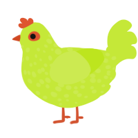 HEADSHOT, a lime chicken with a speckle pattern