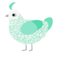 A white and mint chicken with a double-lace pattern