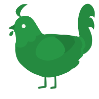 Viridian, a viridian chicken with a head pattern