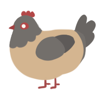 Andrew, a beige and grey chicken with a head pattern