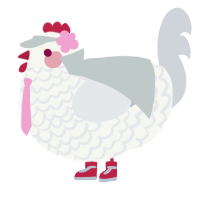A white and mist chicken with a lace pattern