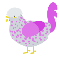 A mist and orchid chicken with a speckle pattern