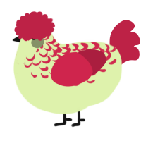 Kepplie, a apple and crimson chicken with a half-lace pattern