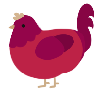 jelly jr, a crimson and maroon chicken with a head pattern