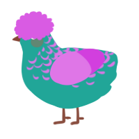 Cotton Candy, a turquoise and orchid chicken with a half-lace pattern