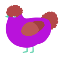 Pinkie, a amethyst and red chicken