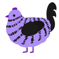 A lilac and sable chicken with a bar pattern