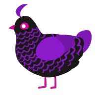 Hannah, a sable and violet chicken with a lace pattern