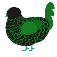 Forest Monster, a sable and leaf chicken with a lace pattern