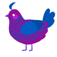 Eleckit Sour Jel, a plum and ultramarine chicken with a lace pattern