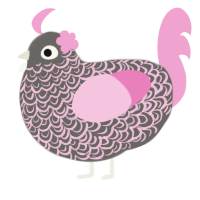 A grey and pink chicken with a double-lace pattern