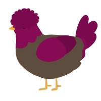 A bark and wine chicken with a head pattern