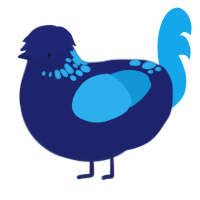 (unnamed), a navy and sky chicken with a neck-speckle pattern