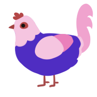 Fancy Little Lass, a indigo and pink chicken with a head pattern