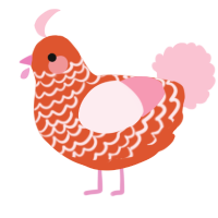 Soup, a vermilion and rose chicken with a lace pattern
