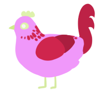 baked, a lavender and crimson chicken with a neck-speckle pattern