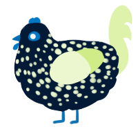 Neo, a tumblr and apple chicken with a speckle pattern