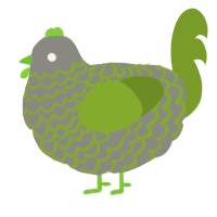 Mosswall, a ash and chartreuse chicken with a lace pattern