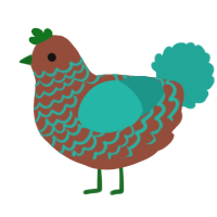 (unnamed), a russet and turquoise chicken with a lace pattern