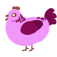 A lavender and wine chicken with a neck-speckle pattern
