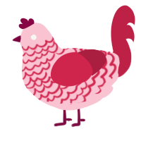 Rosette, a rose and crimson chicken with a lace pattern