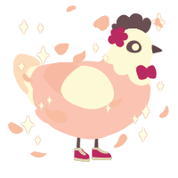 Faith, a pink and rose chicken with a head pattern