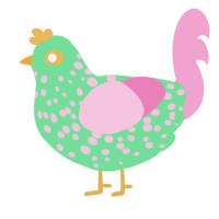Summertime Spangles, a spring and pink chicken with a speckle pattern
