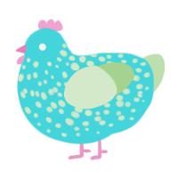 (unnamed), a aqua and gluppy chicken with a speckle pattern