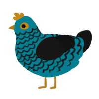 A sea and black chicken with a lace pattern