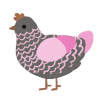 B1PX, a grey and pink chicken with a lace pattern