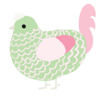 A gluppy and rose chicken with a lace pattern