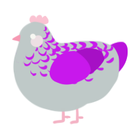 (unnamed), a silver and amethyst chicken with a half-lace pattern